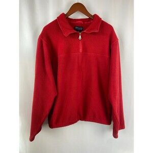 Lands End Men’s Tall Large 42-44 Red Quarter Zip Fleece Pullover Jacket Outdoors